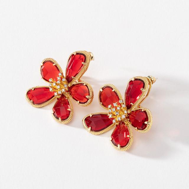 Pinkdudu Kristall-Blumenstecker Elegante Legierung mit eingelegten Kristallen Ohrringe für Damen Schmuckzubehör Geschenke PD510