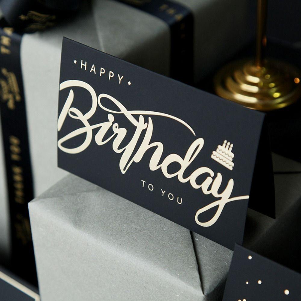 8pcs Universal Birthday Gift Card Bronzing Blessing Card Postcard Wedding Invitation  Wedding