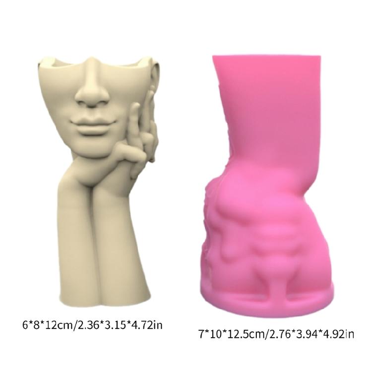 Abstract Face Silicone Mold Desktop Ornament Succulent Planter Flowerpot Mold
