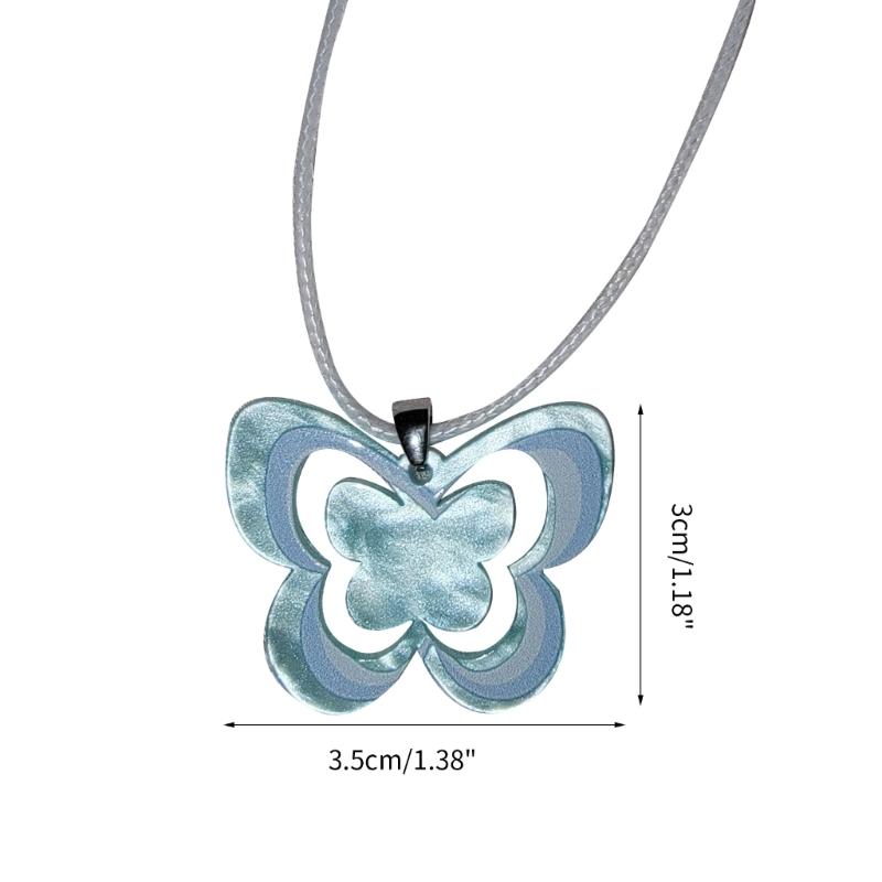 Charming Countryside Style Butterfly Necklace Acrylic Butterfly Charm Clavicle Chain Crystal Cord Choker Jewelry Gift