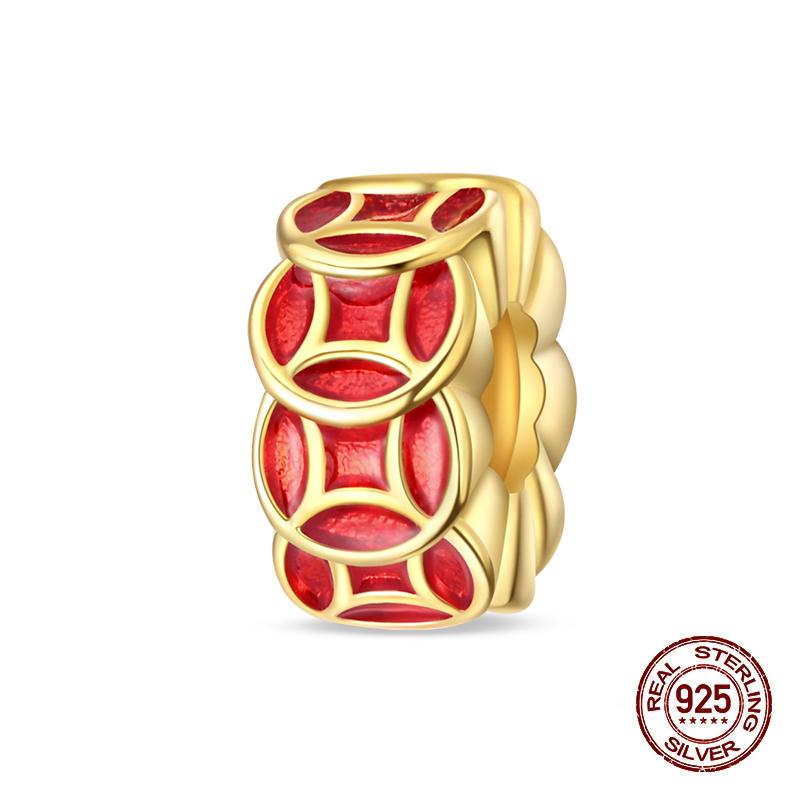 100% Copper Strawberry Lipstick Ladybird China Red Charms Beads Fitoriginal Bracelets For Women Diy Jewellery