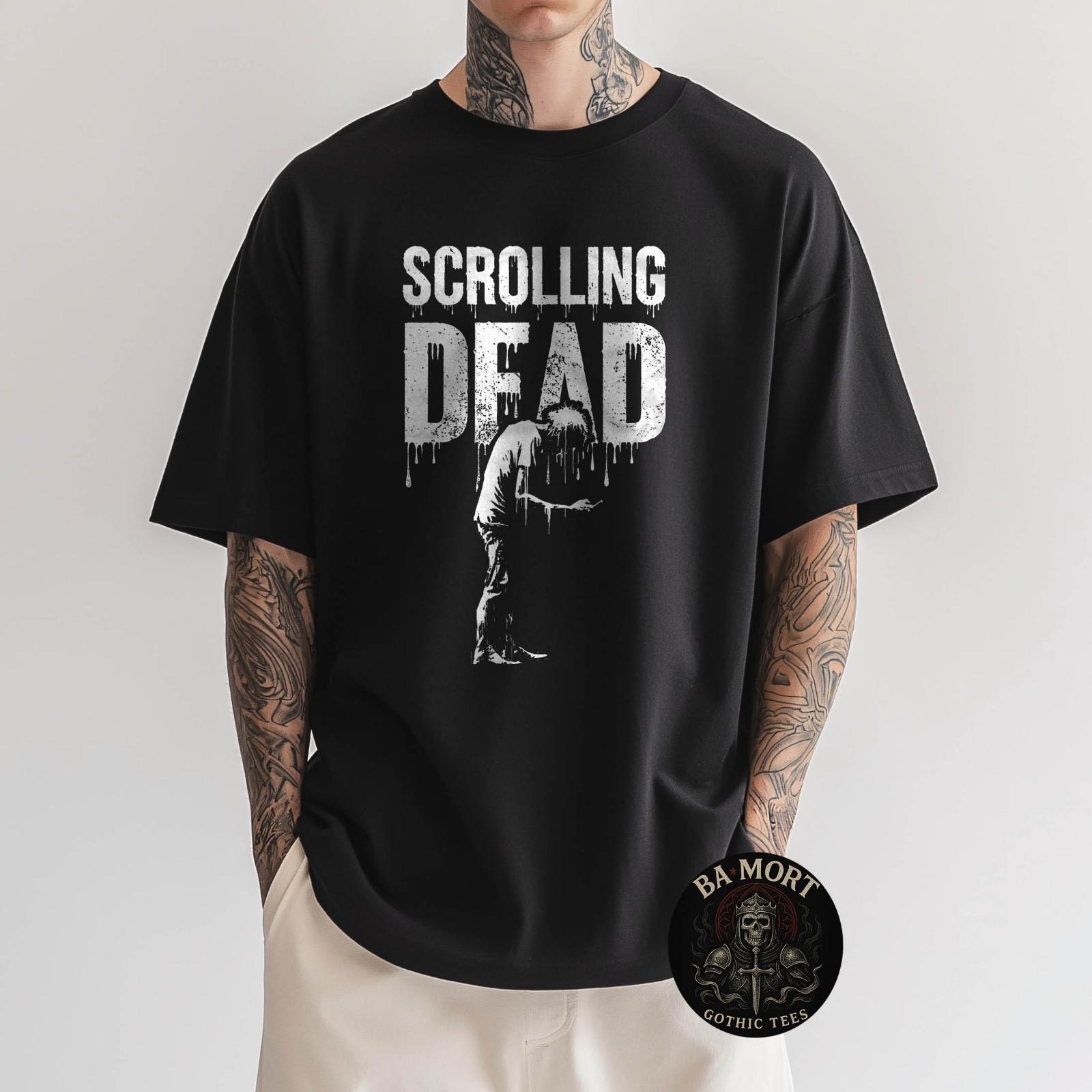 Scrolling Dead Zombie Phone Addiction Funny Horror T-Shirt Unisex T-Shirt S