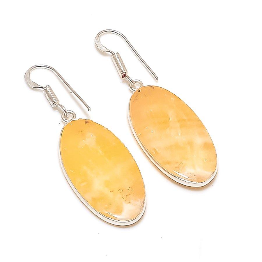 Natural Yellow Calcite Gemstone 925 Sterling Silver Jewelry Earring 1.85  AE-12014