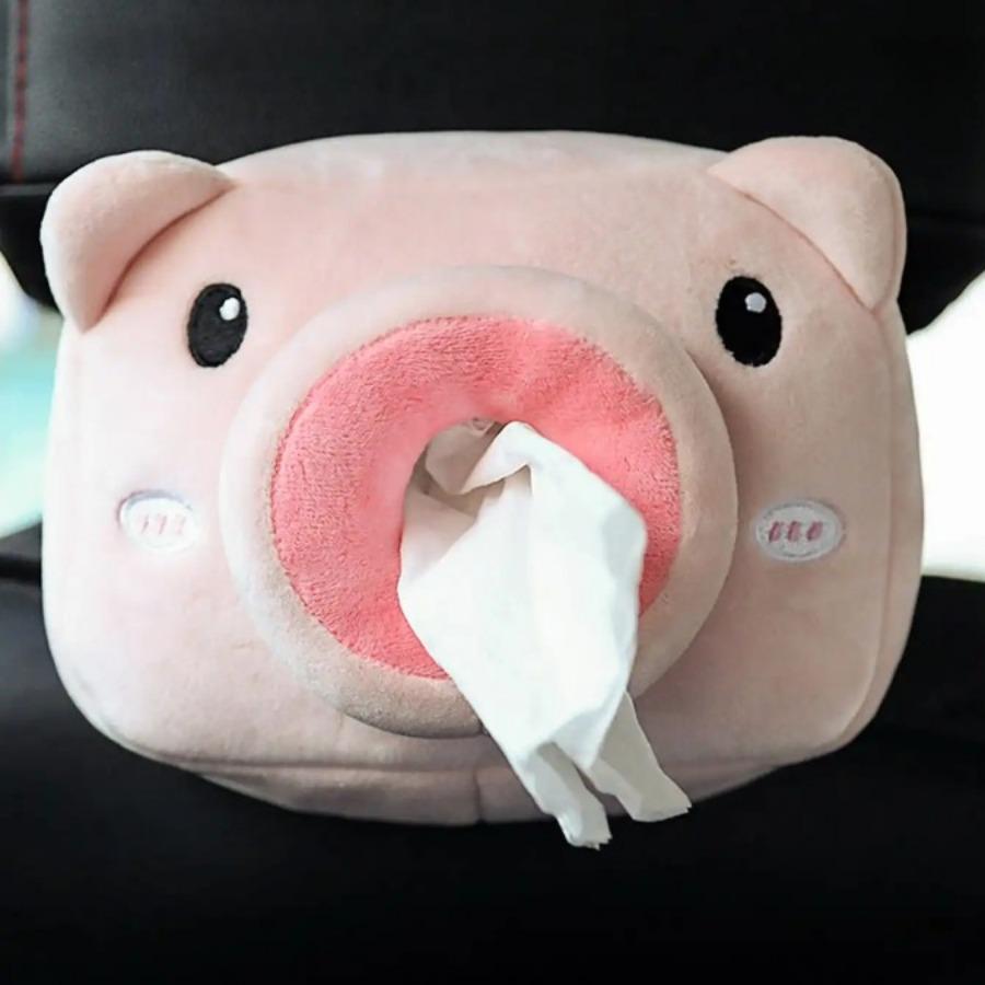 Cartoon Pig Design Car Tissue Box