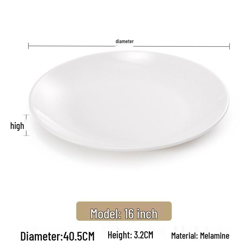 Yipan Melamine White Round Shallow Dinner Plate