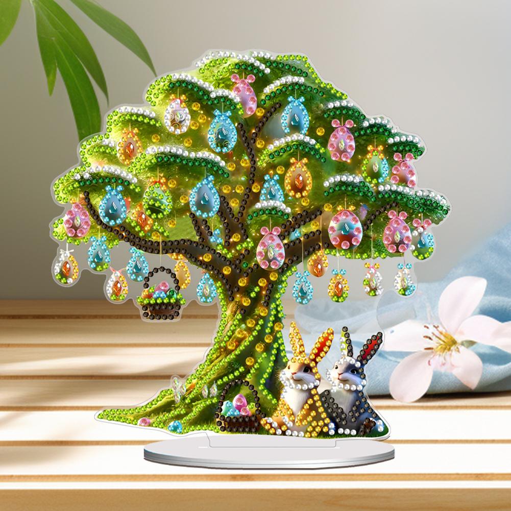 Acrylic Special Shape Easter Egg House Diamond Painting Tabletop Ornaments Kit Rhinestones Desktop Ornaments Bedroom Table Decor