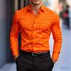 Men's Stylish Geometric Square Print Long-sleeved Shirt, Slim Fit Business Casual Shirt