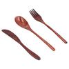 Zestaw 3 szt. noży, widelców i łyżek, drewniane, przenośne sztućce do deserów, do domu i hotelu