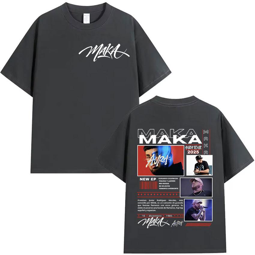 Maka Aura Tour 2025 Album Print T Shirts Mens Hip Hop Retro Style Short Sleeve Tshirt Rap Unisex Gothic Clothing Cotton Tshirt