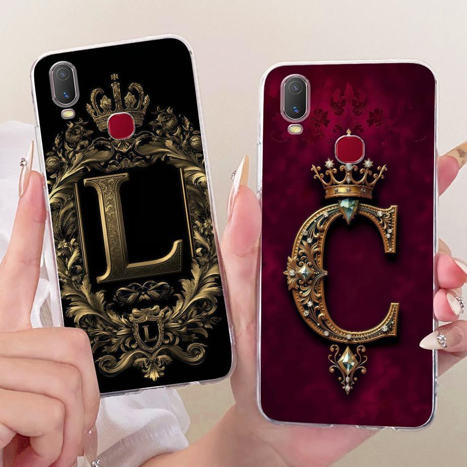 Transparent Silicone Soft Back Cover For Vivo Y11 2019 / Vivo 1906 Cases Initials Letter Pattern Phone Shell On VivoY11 Y 11