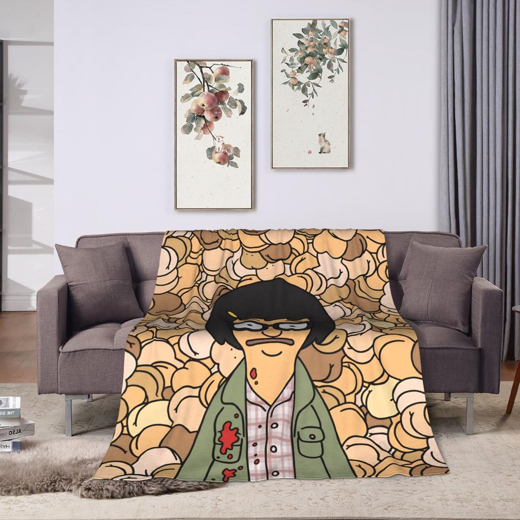 Anime Bobs Funny B-Burgers Blanket Movie Picnic Flannel Bedding Throws For Outdoor Warm Soft Custom DIY Quality Bedspread Gift