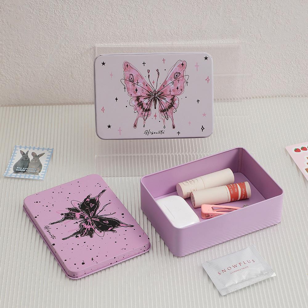 Ins Style Girl DIY Hand Account Sticker Goo Card Storage Box Student Desktop Finishing Star Card Storage Iron Box