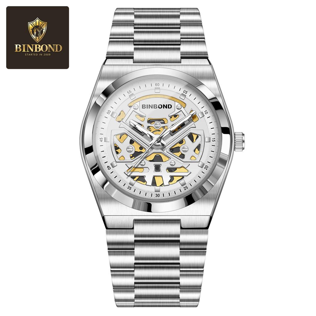 BINBOND Herrenuhren Quarz Businessuhren Herrenuhr Luxus Skelettuhr Herren Wasserdichte Leuchtende Uhr für Herren