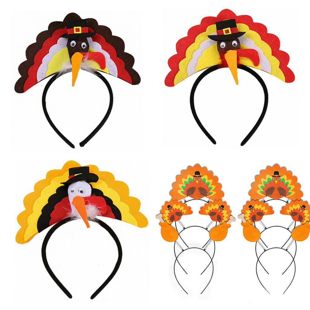 Thanksgiving Turkey Headband for All Age Festival Decoration Hairhoop Festive Party Head Ornament for Family Gathering