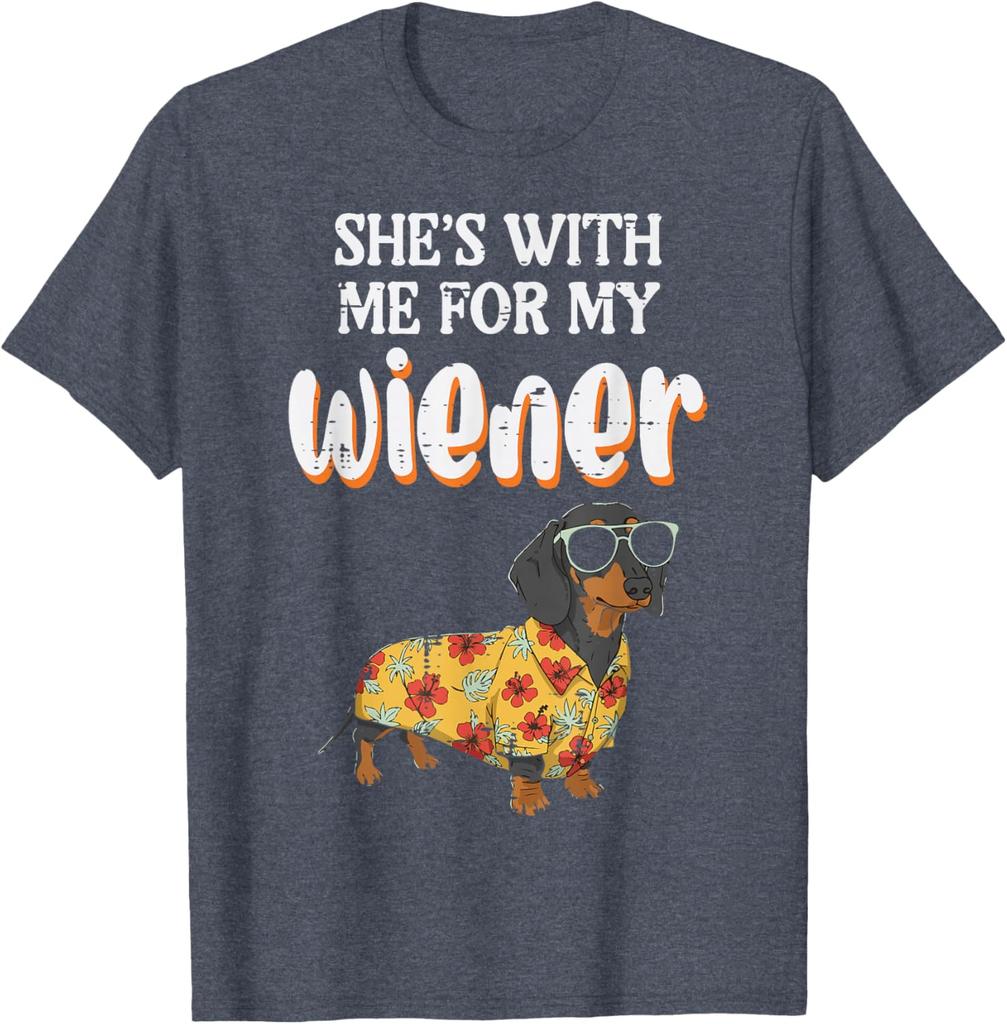 Funny Dachshund Wiener Dog Hawaiian Shirt Graphic Tee Casual Men TShirt