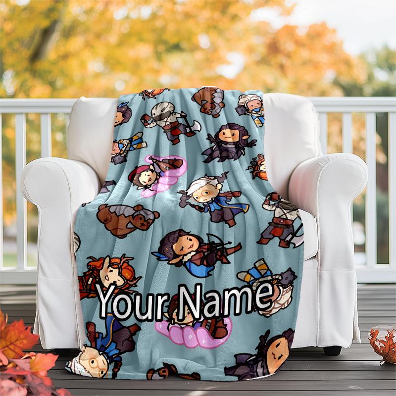 Custom Name Vox Machina Theme Printed Blanket - Perfect for Couch, Bed, Travel & Outdoor Use | Machine Washable, Cozy & Durable.
