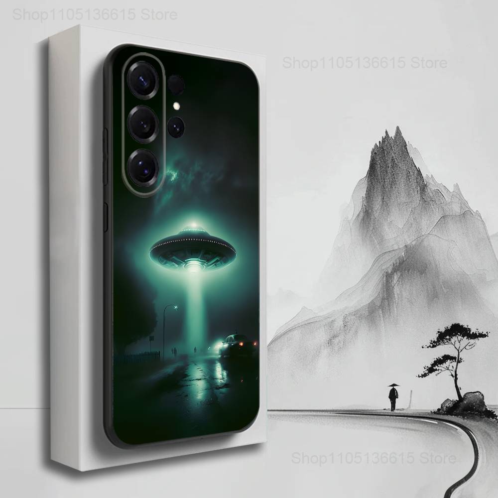 Singular Space UFO Alien For Samsung S9,S10,S20,S10,S21,S25,S24,S23,Ultra,FE,Plus,Lite,Soft Silicone Black Case SamsungS24FE