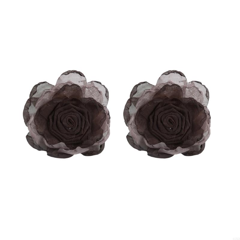 62KD 2 Piece Artificial Flower Curtain Tiebacks Metal Spring Clips for Window Drapes Drapery Holdbacks Clamps Room Decoration