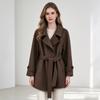 Coffee Bathrobe Woolen Coat, Belt Slim and Thin Temperament Double-sided Woolen Coat Women