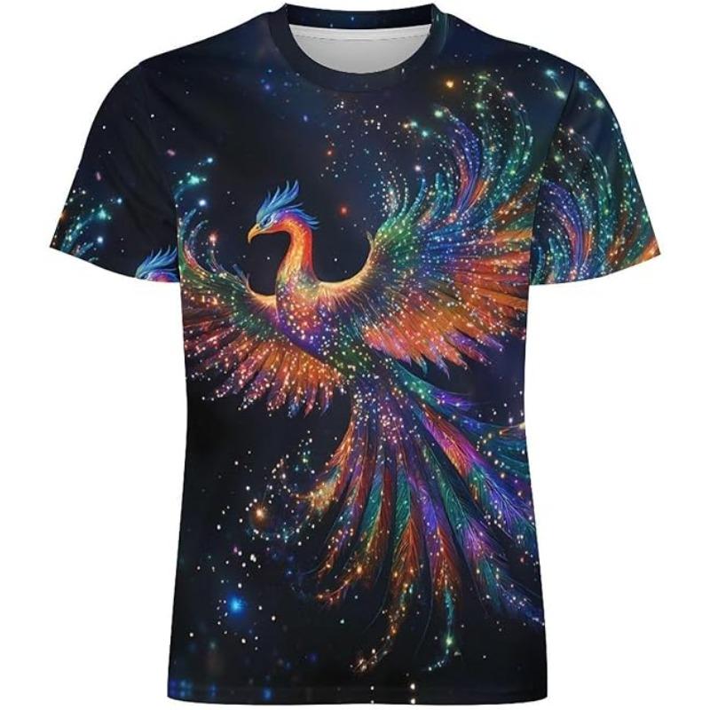 Beautiful Phoenixes Mens T-Shirts Casual Workout Shirts Athletic Short Sleeve Tee Tops Gym Shirts 6XL 990₽