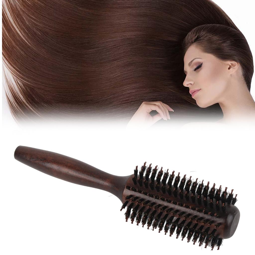 Solid Wood Tube Roller Round Comb Heat Resistant Anti Static Hairdressing Comb Hair Style Tool