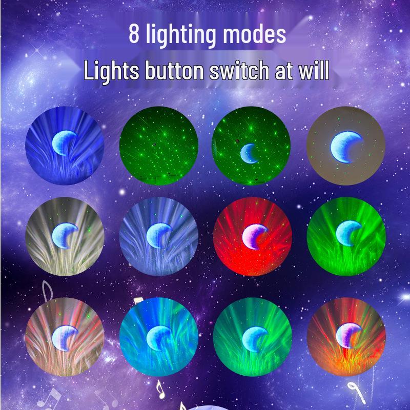 Aurora Starlight Moon Projector: Colorful Bluetooth Speaker & Atmosphere Lamp