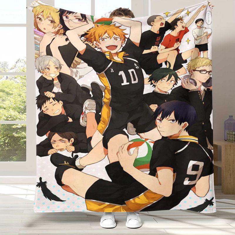 Cartoon Haikyuu Hinata Shoyo Volleyball Anime Flannel Blanket,Ultra Soft Plush Throw for Home Bedroom Bed Sofa Camping Picnic