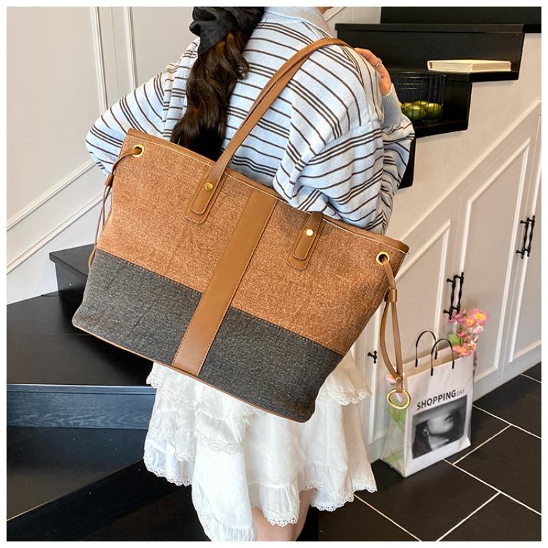 Denim bag women's large-capacity new autumn and winter versatile casual shoulder bag textured commuter tote bag