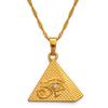 Anniyo Egyptian Pyramids and Eye Pendant Necklace Woman Girls,Gold Color African Jewelry Egypt Hieroglyphs,Crux Ansata #226106