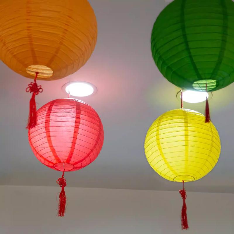 Multicolor Foldable Round Paper Lantern Balls Hanging Lampshade Decor for Wedding Baby Shower Christmas Holiday Party Supplies