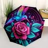 1pc Neon Hummingbird and Rose Automatic Opening and Closing Umbrella - Small Umbrella Suitable for Various Occasions R079