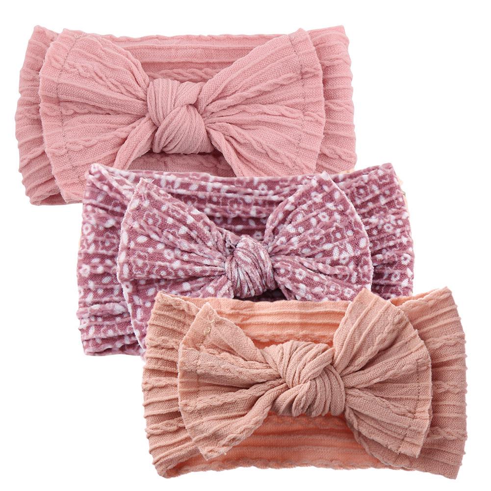 

Newborn Soft Bow Headband Set: 3-Piece Braided Print for Kids
