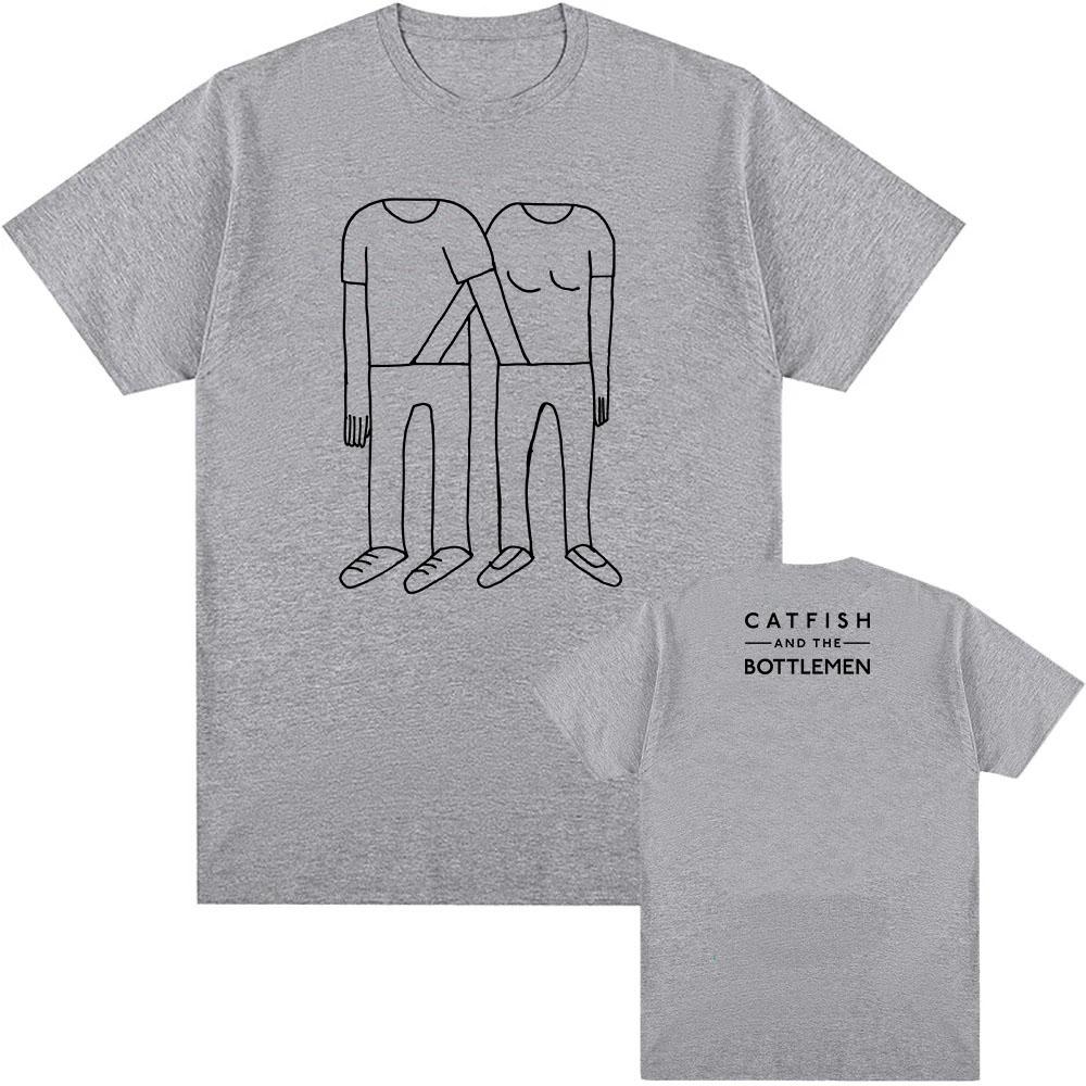 2025Summer Balcony Anniversary Tshirt Rock Band Catfish and Bottle Pattern Tshirt Mens Fashion Pure Cotton Hip Hop Street Top