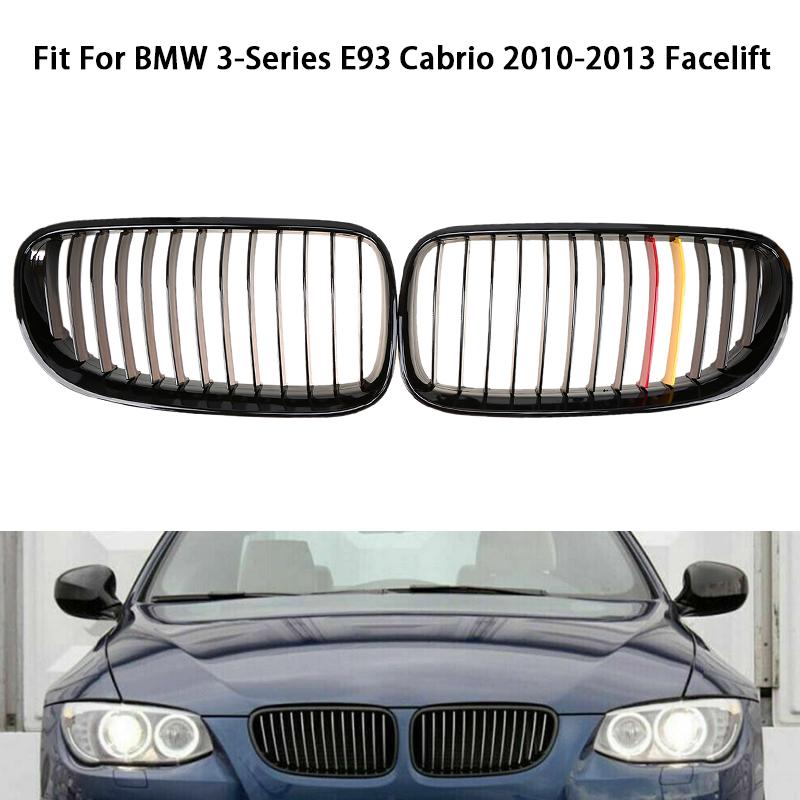 Front Bumper Hood Grills Glossy Black Single Slat Racing Grill Car Accessory For BMW 3-Series E92 E93 Coupe Cabrio 2010-2013 Facelift