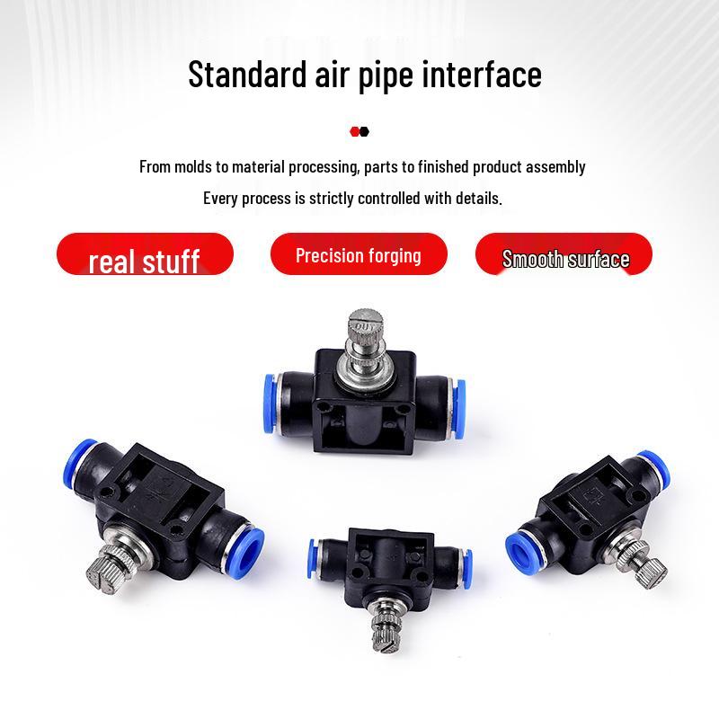 Zawór dławiący do węża pneumatycznego LSA4 PA6, regulacja prędkości, regulowany przepływ, jednokierunkowy zawór odcinający