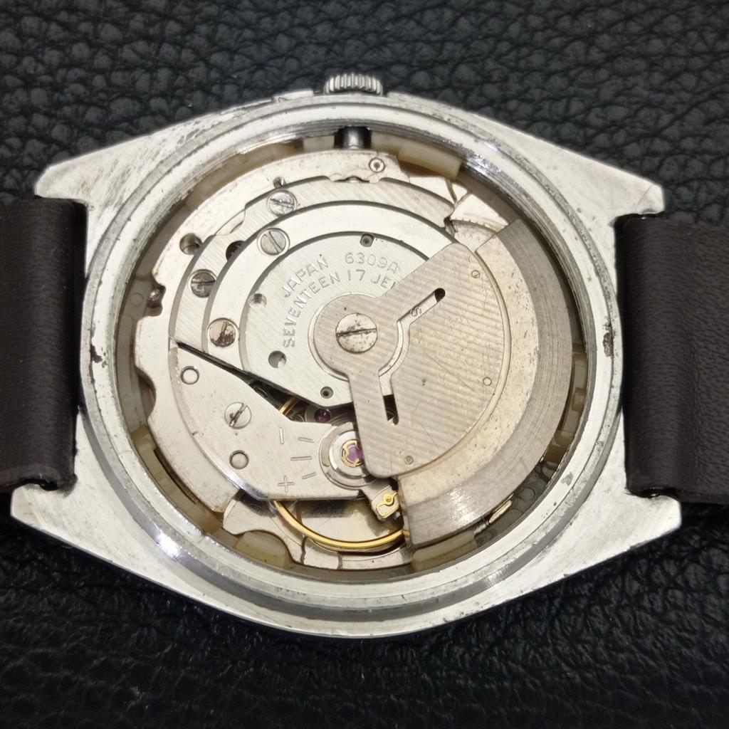 VINTAGE SEIKO 5 AUTOMATIC JAPAN 6309A MENS ORANGE COLOR DIAL WATCH a702737-1 R210-a702737