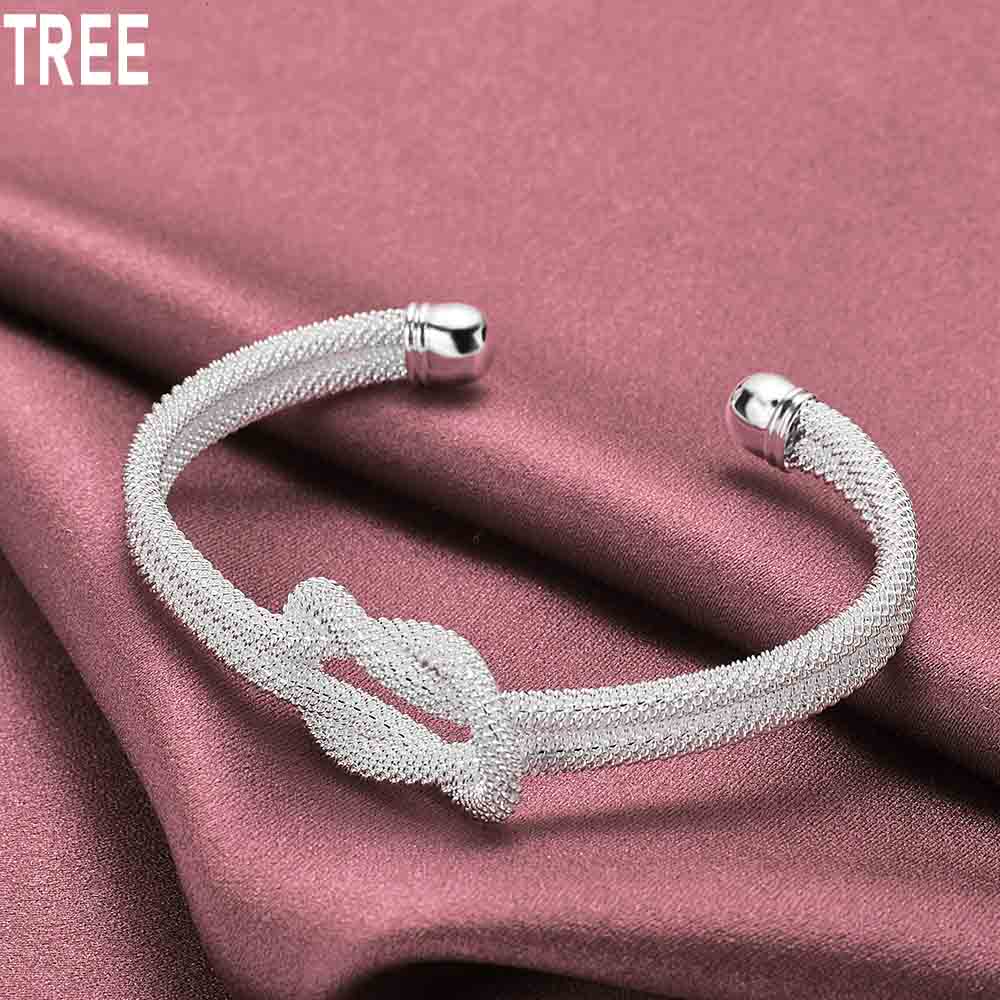 925 Sterling Silver Interwoven Mesh Bracelet Fashion Charm Wedding Jewelry