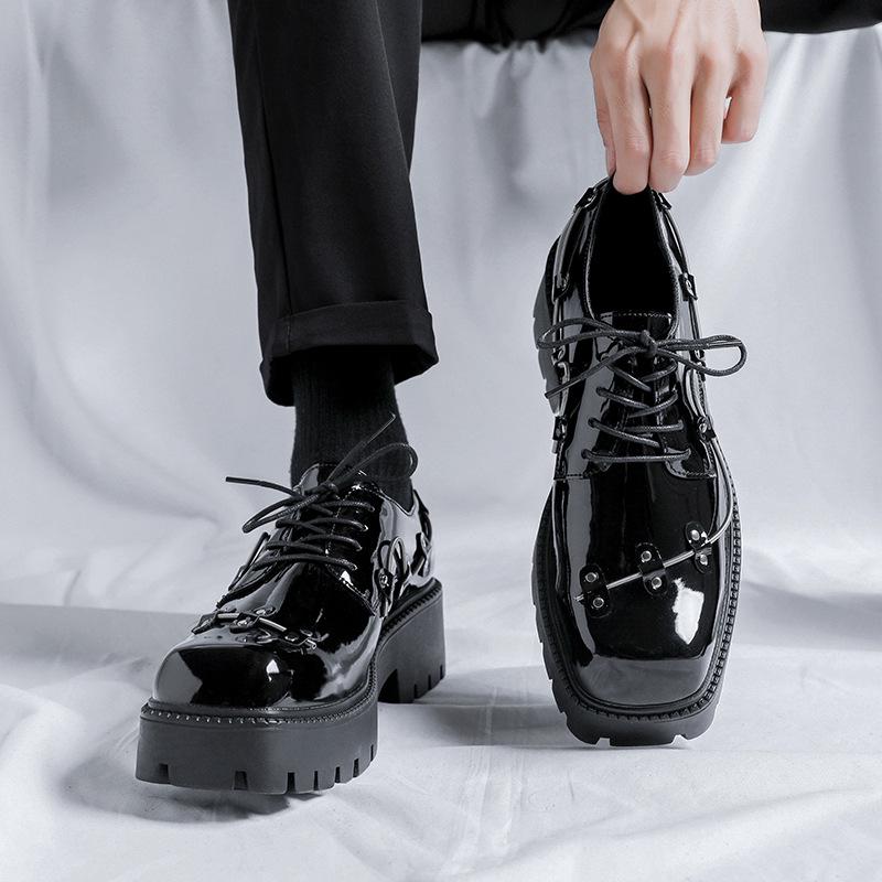 

Мужские модные весенние туфли дерби с квадратным носком: Толстая подошва, Кожа, Стильный дизайн, Модель 58001 43