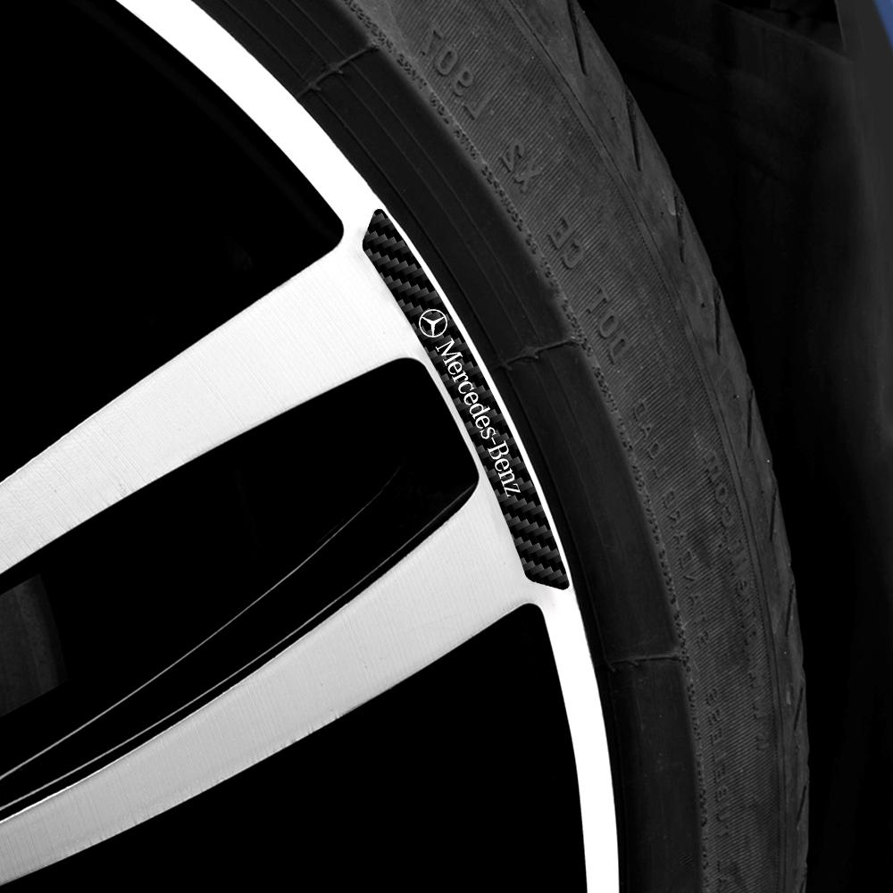 Car Wheel Hub Emblem Stickers Rims Curved Decals For Mercedes Benz AMG W124 W202 W203 W204 W210 W211 W212 W220 JM2