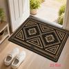 Tribal Südwest Rechteckige Fußmatte Aztec Raute Rutschfeste Willkommensmatte Vintage Schwarz Gold Teppich für Haustür Dekoration