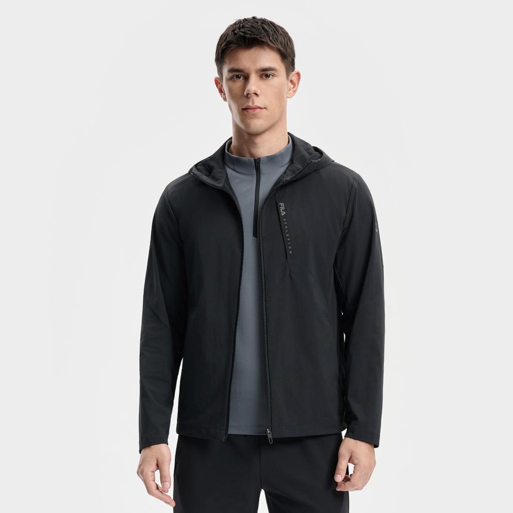 FILA Fitness Casual Classic Simple Comfortable Woven Zip-Up Hooded Jacket Men jackets A11M541709FBK