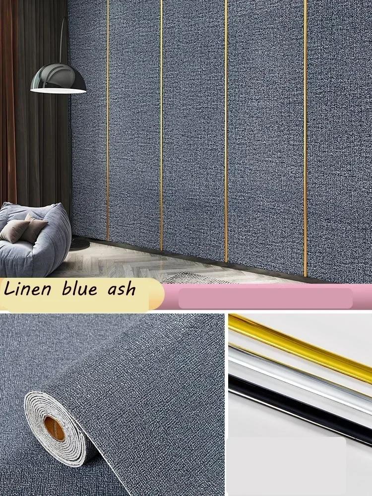 Lniana Tapeta Samoprzylepna Wodoodporna Odporna na Wilgoć i Pleśń Naklejki Ścienne 3D Dekoracja Ścienna Domowego Salonu