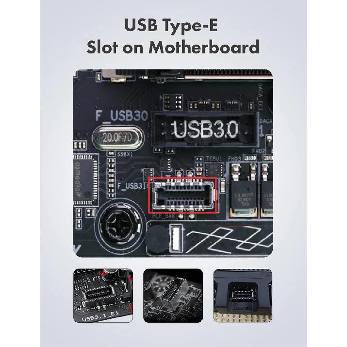 20Gb USB 3.2 Gen 2x2 USB-C Frontpanel Typ-C Adapter, Motherboard Header Verlängerungskabel, USB-C zu USB3.2 Typ-E Key-A 20-Pin