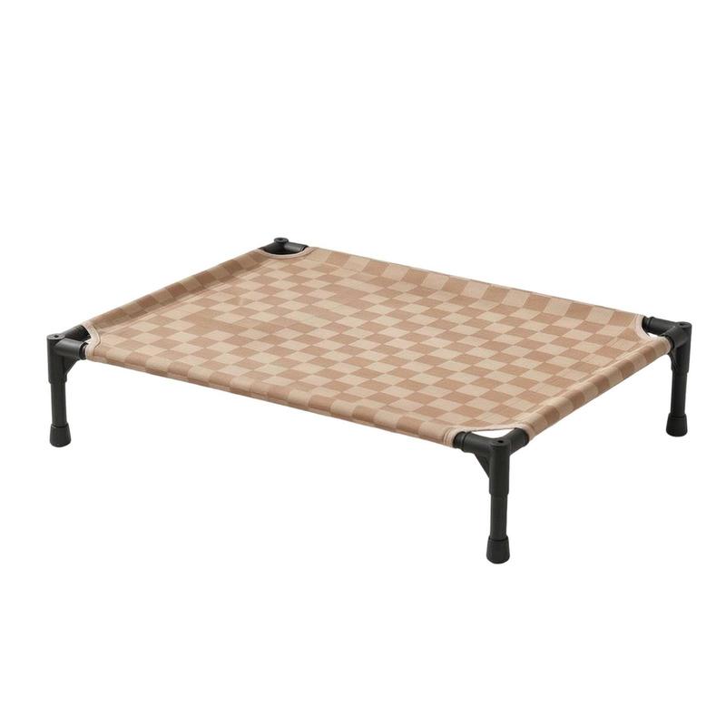 Detachable Pet Cot Raised Bed with Checkered Fabric Surface for Small Animals Sturdy Iron Frame