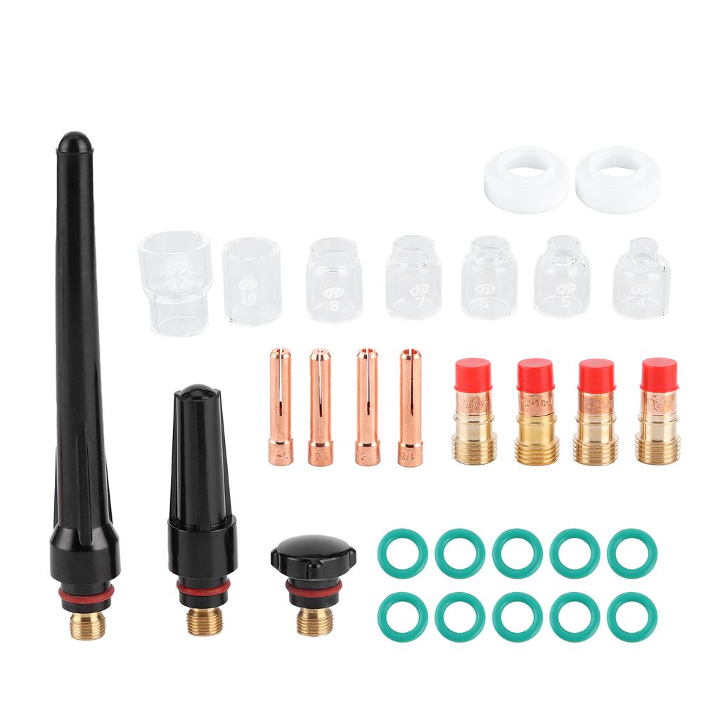 30pcs set Glass Cup Kit Heat Resistant 4# 5# 6# 7# 8# 10# 12# Accessories for TIG Welding Torch