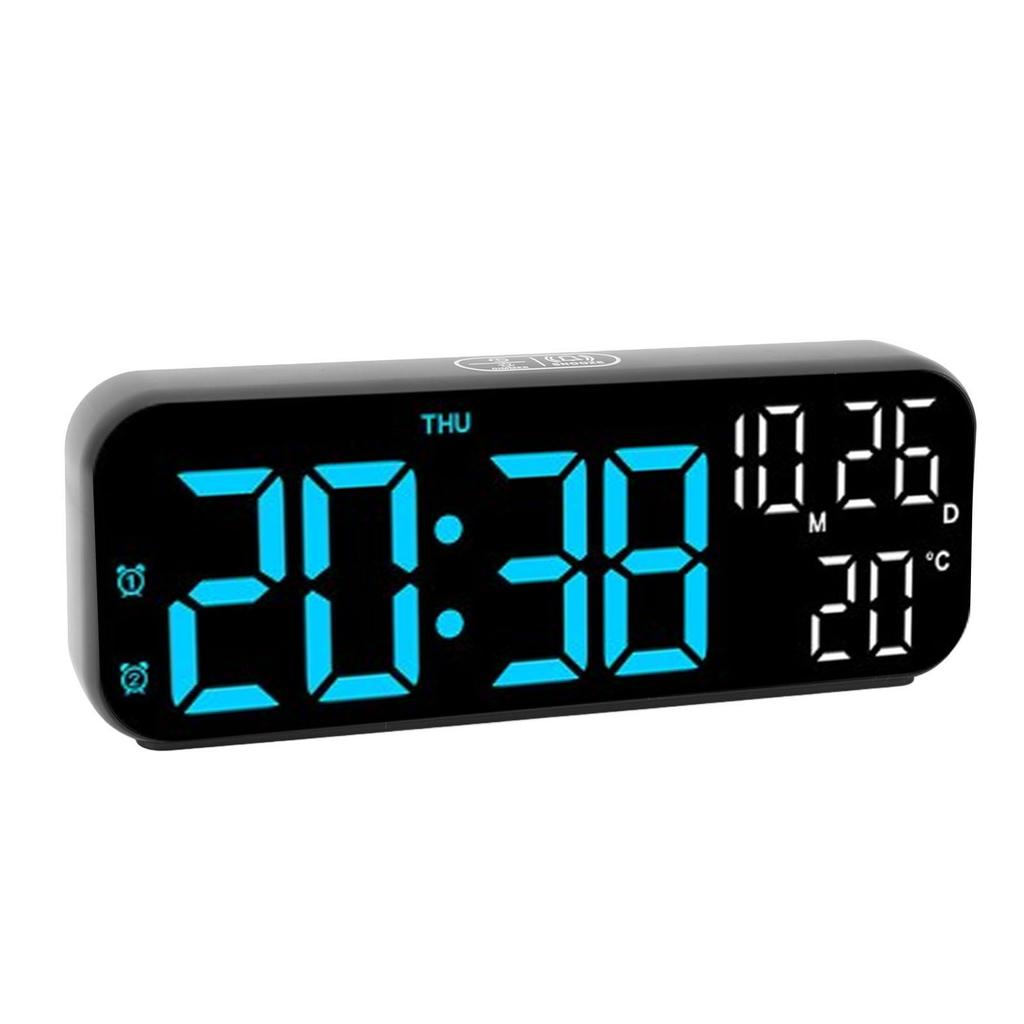 Digital Clock Dual Display Voice Control 3 Adjustable Brightness Date Temp Display Countdown LED Electronic Alarm Clock