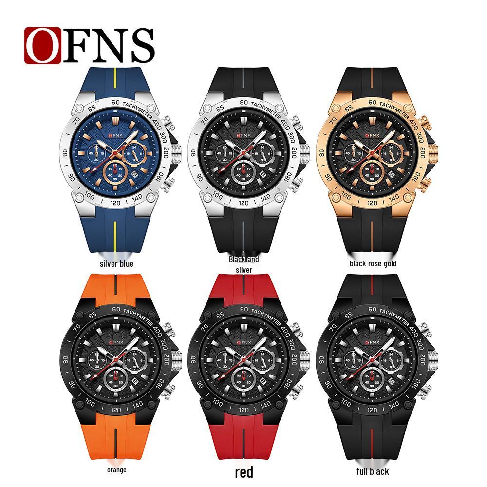 Oufanni Men's Quartz Watch - Fashionable, Waterproof, Luminous, Trendy Sports Design with Calendar & Small Seconds Hand