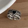 925 Sterling Silver Rings for Women Couple Minimalist Handmade Simple Retro Black Heart Ring Party Jewelry Gift Prevent Allergy