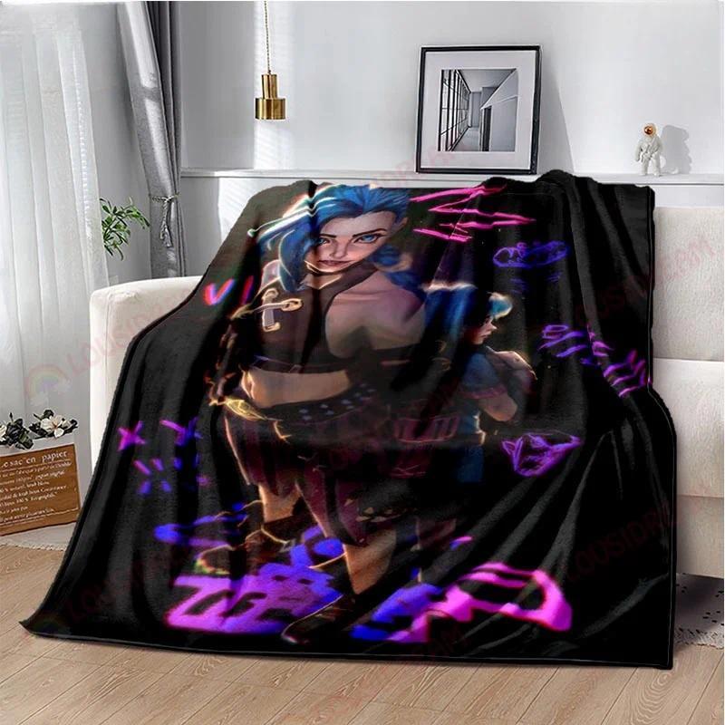 Game Jinx Arcane League of Legends Blanket Picnic Blanket Warm Comfortable Home Travel Birthday Custom blankets