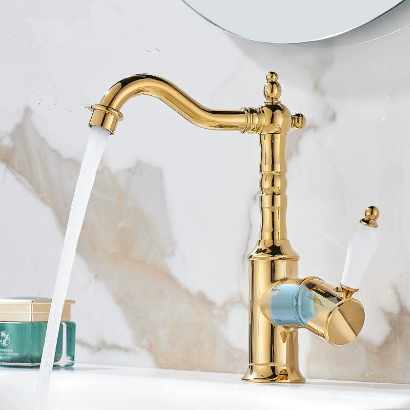 Gold Basin Faucet Antique Bronze Bathroom Faucet Mixer Tap Black Wash basin Faucet Hot and Cold Lavotory Faucet Water Faucet